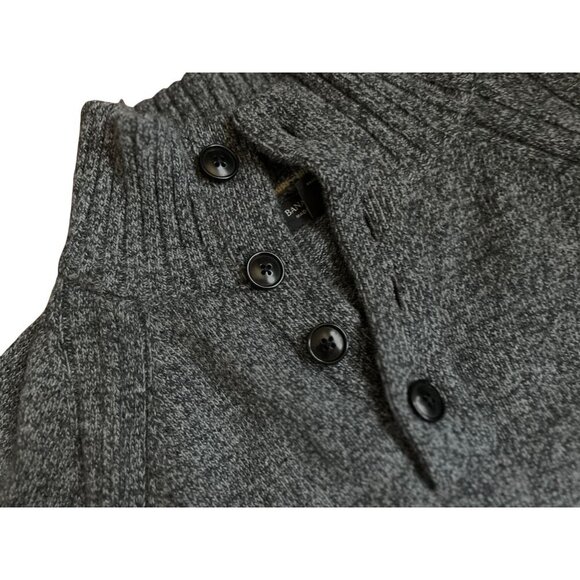 Banana Republic Gray Wool Button-Up Mock Neck Sweater Heather Gray -Large - Picture 2 of 9